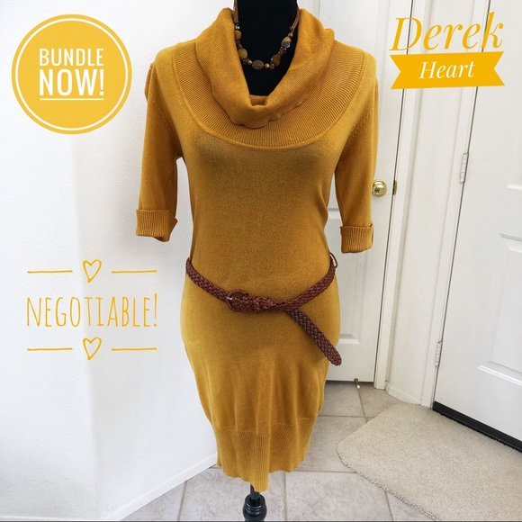 mustard color sweater dress